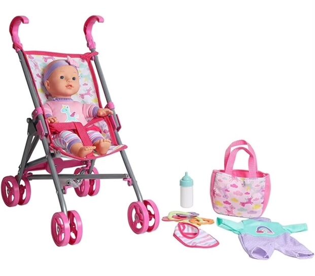 Dream Collection, Baby Doll Care Gift Set with Stroller - Lifelike Baby Doll and Accessories for Realistic Pretend Play