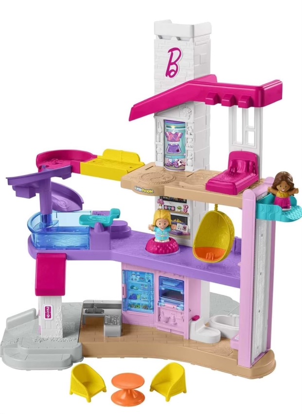 Fisher-Price Little People Barbie Toddler Playset Little Dreamhouse With Music & Lights Plus Figures & Accessories