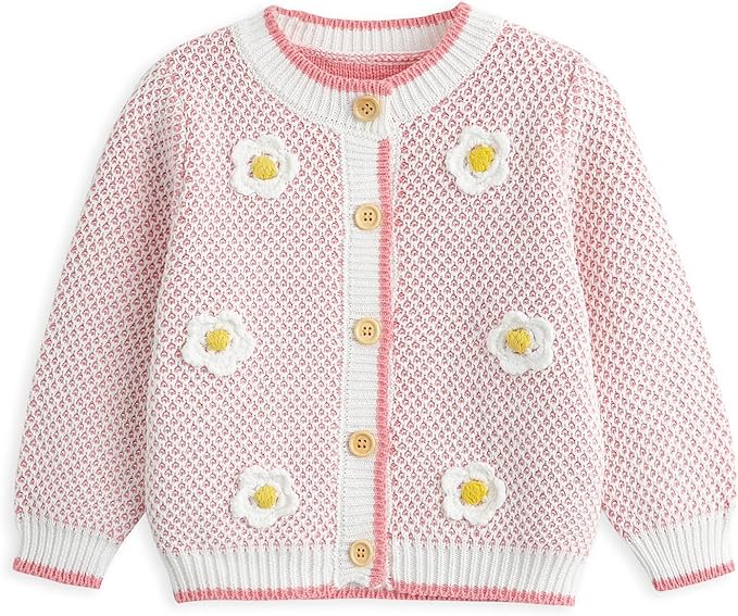 Simplee kids Baby Sweater Cardigan Jacquard Cable-Knit Spring Coat Long Sleeve Cardigan